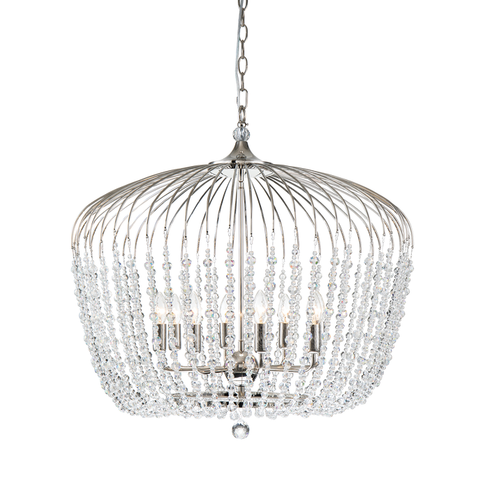 Evelyn 8 Light 75cm E14 Crystal Basket Chandelier Nickel