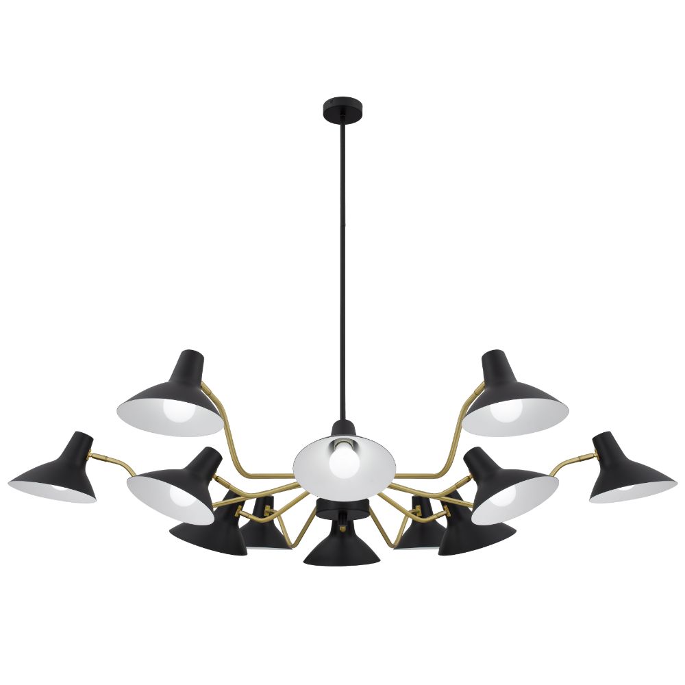 Farbon White/Brass, Black/Brass or Multi Colour/Brass 12 Light Pendant