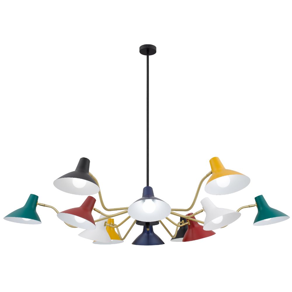 Farbon White/Brass, Black/Brass or Multi Colour/Brass 12 Light Pendant