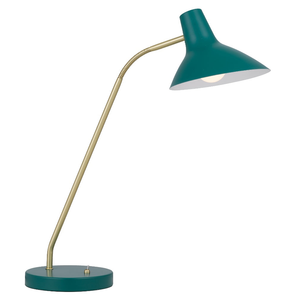 Farbon Yellow, Red, Green, Blue or Black with Brass Matt Table Lamp