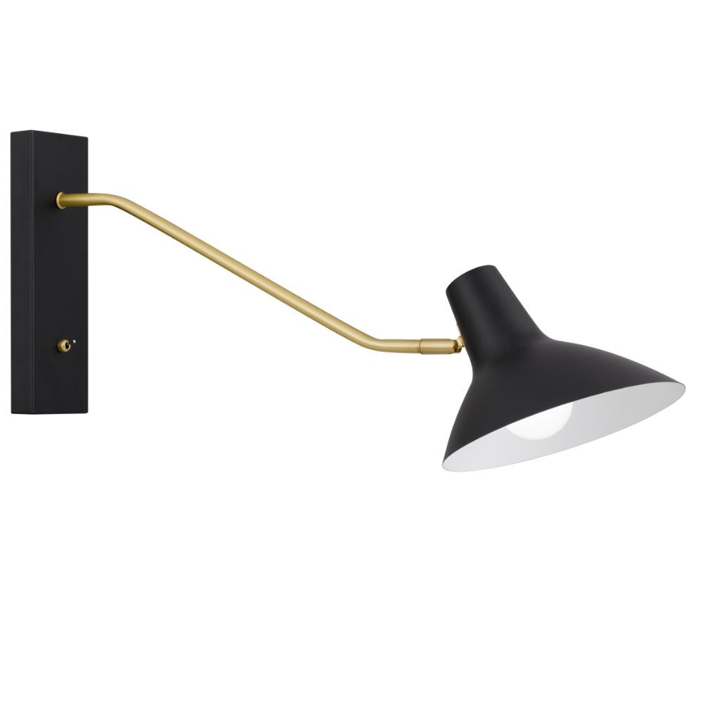 Farbon Long White or Black with Brass Matt Flexi Wall Light with Switch