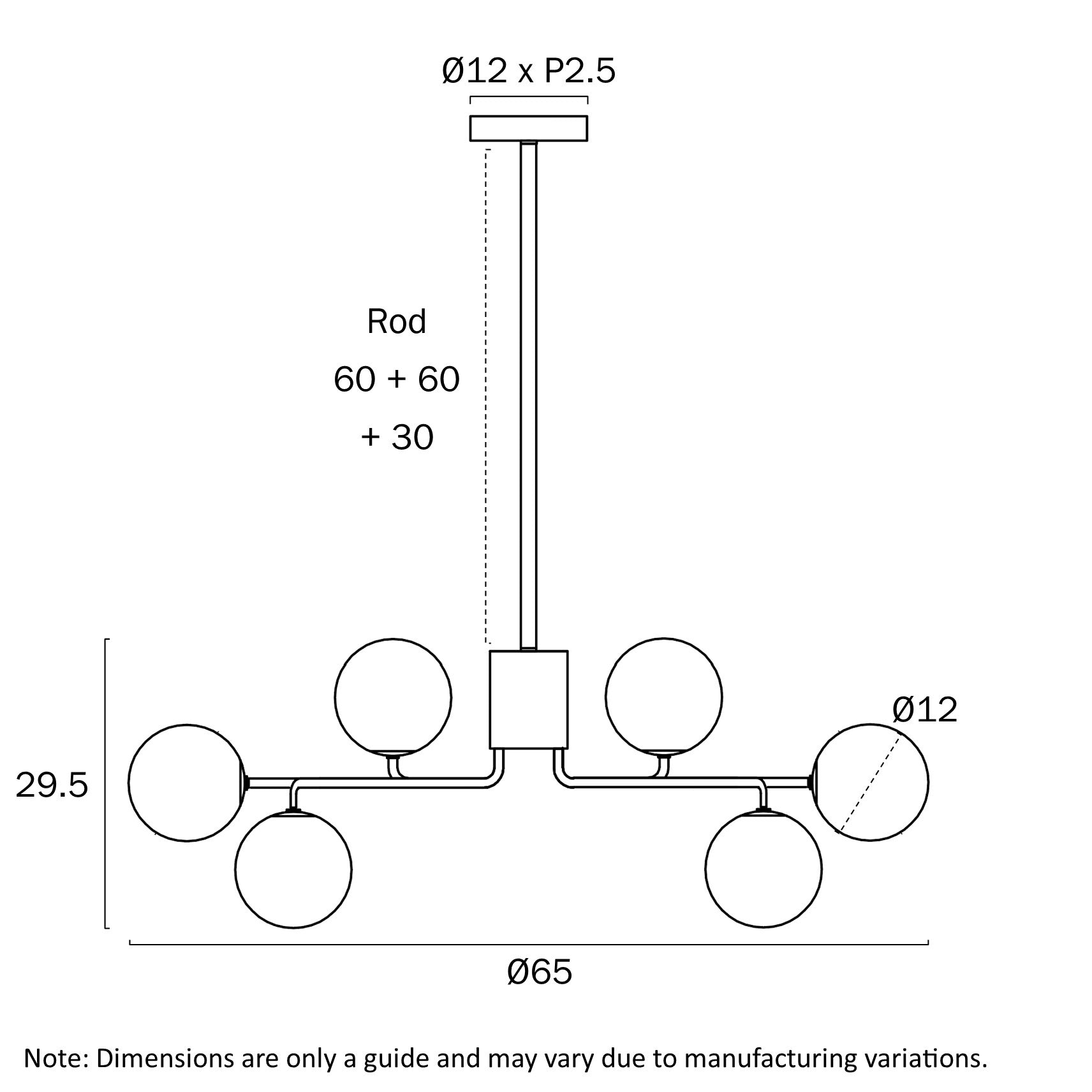 Felton Antique Gold 6 Light Pendant - Choice of 6 Glasses