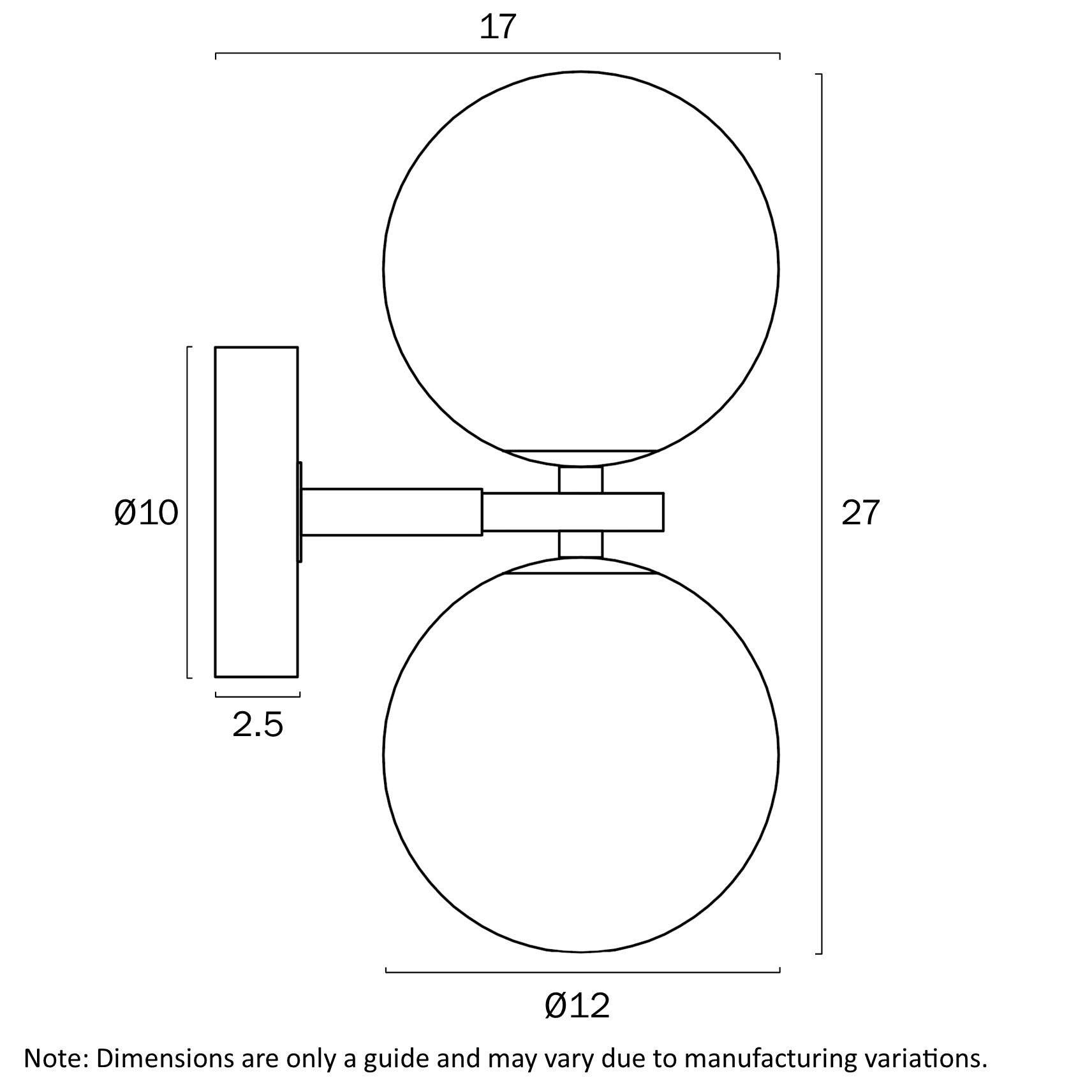 Felton Antique Gold 2 Light Wall Light - Choice of 6 Glasses