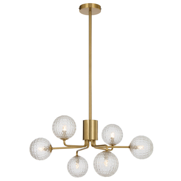 Felton Antique Gold 6 Light Pendant - Choice of 6 Glasses