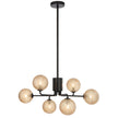 Felton Matt Black 6 Light Pendant - Choice of 6 Glasses