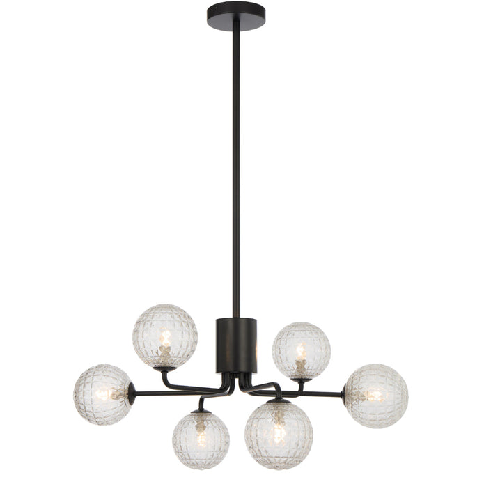 Felton Matt Black 6 Light Pendant - Choice of 6 Glasses