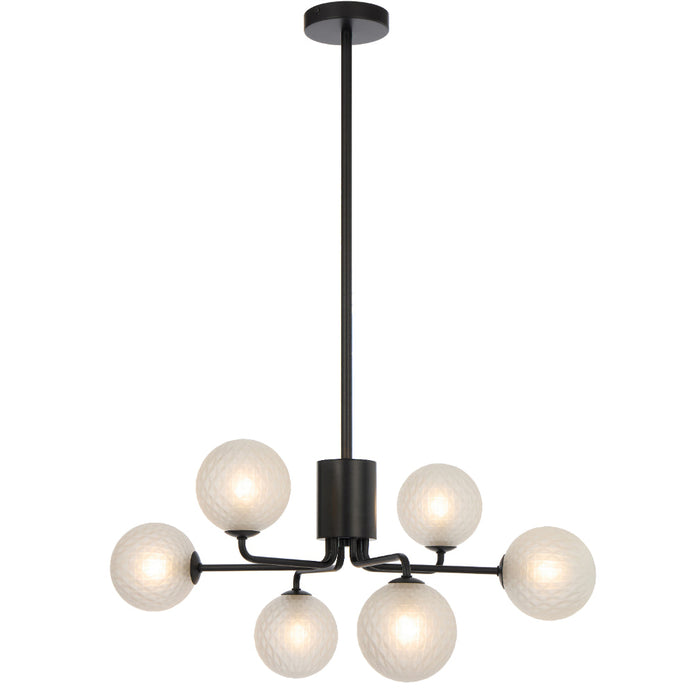 Felton Matt Black 6 Light Pendant - Choice of 6 Glasses