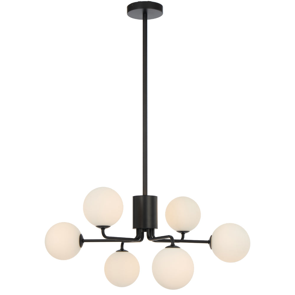 Felton Matt Black 6 Light Pendant - Choice of 6 Glasses