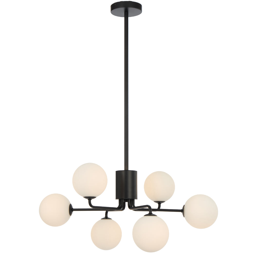 Felton Matt Black 6 Light Pendant - Choice of 6 Glasses