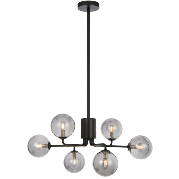 Felton Matt Black 6 Light Pendant - Choice of 6 Glasses