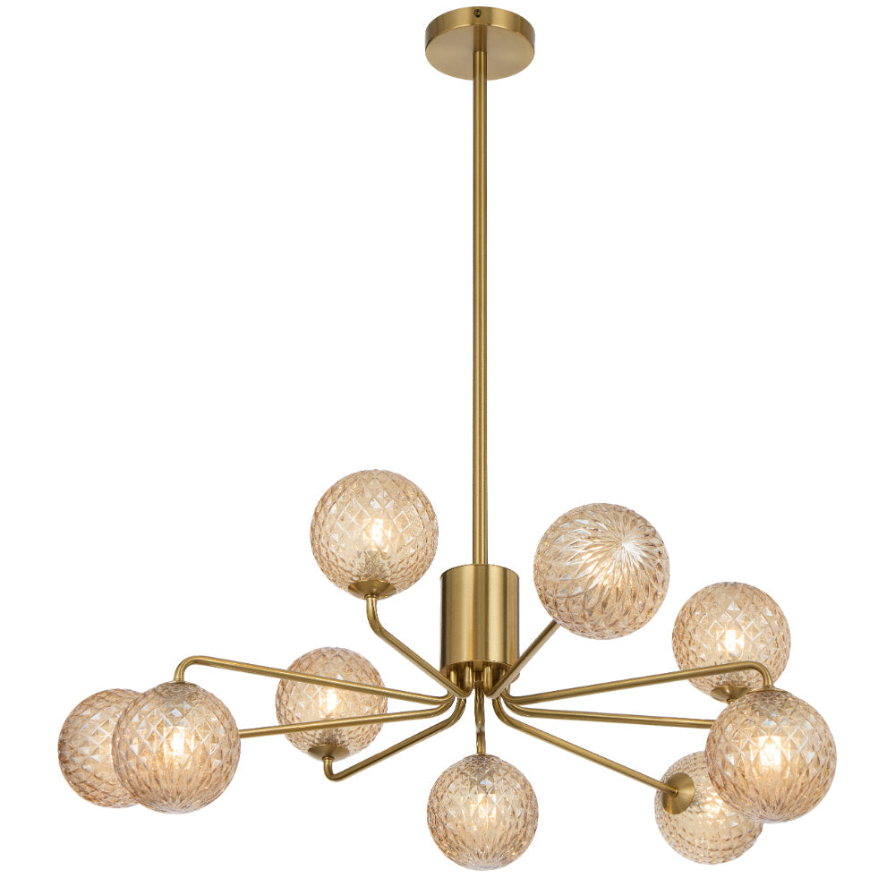 Felton Antique Gold 9 Light Pendant - Choice of 6 Glasses