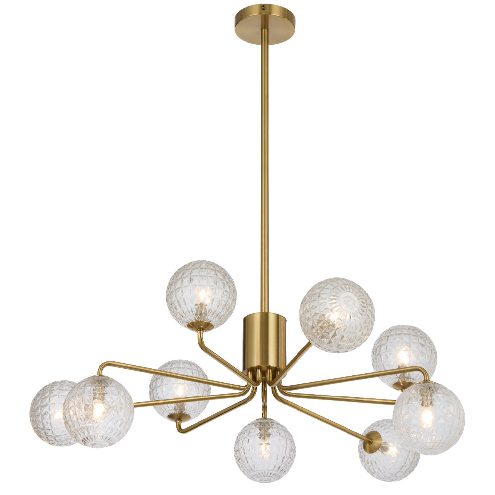 Felton Antique Gold 9 Light Pendant - Choice of 6 Glasses