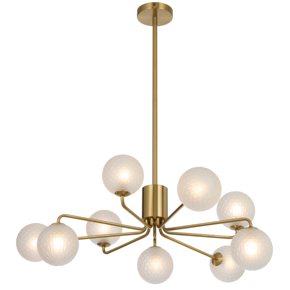 Felton Antique Gold 9 Light Pendant - Choice of 6 Glasses