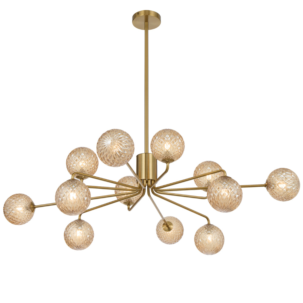 Felton Antique Gold 12 Light Pendant - Choice of 6 Glasses