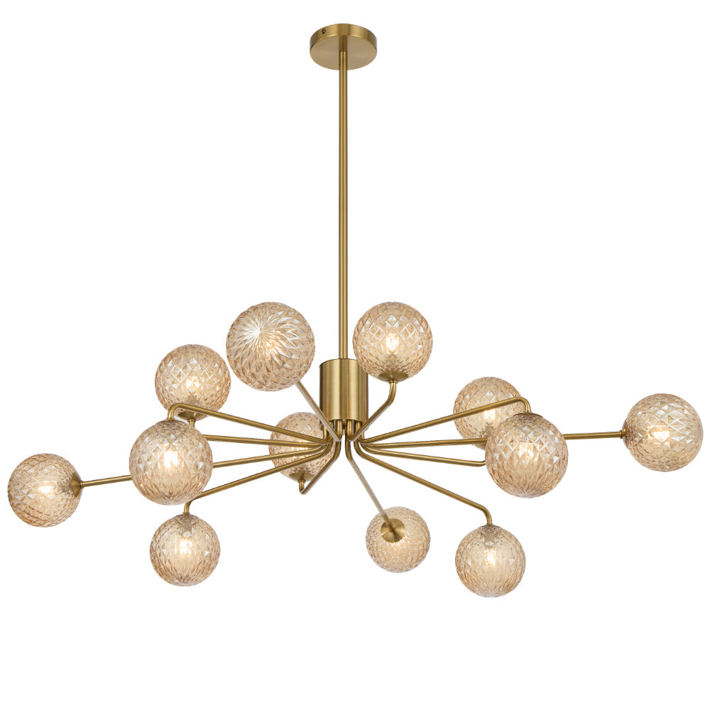 Felton Antique Gold 12 Light Pendant - Choice of 6 Glasses
