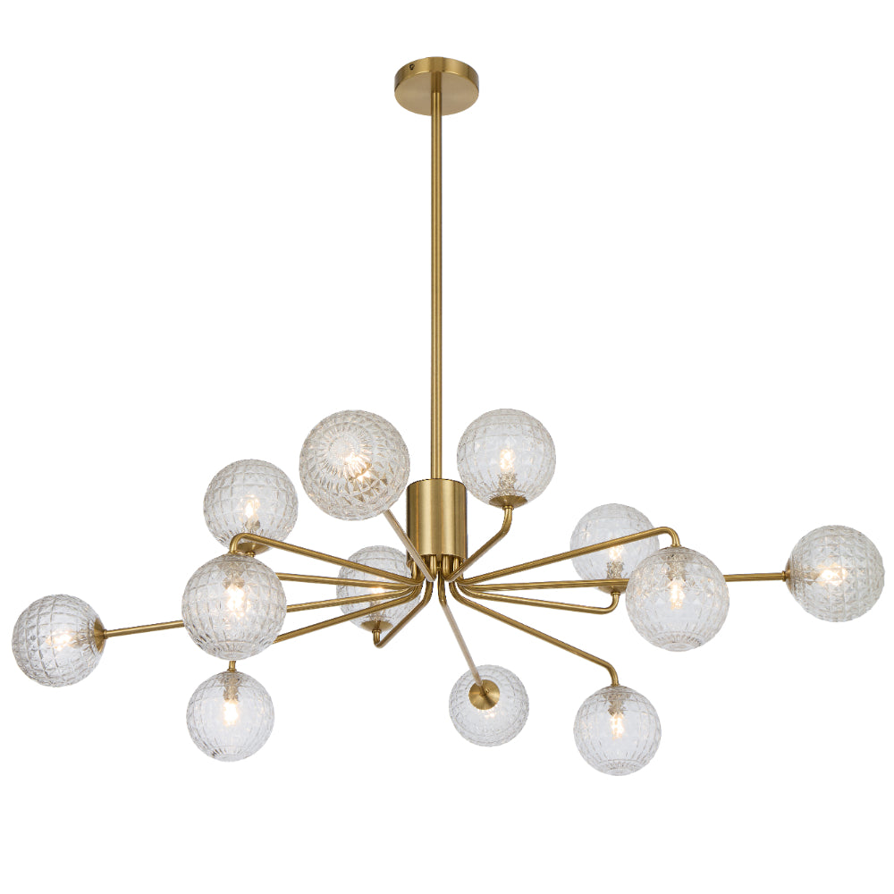 Felton Antique Gold 12 Light Pendant - Choice of 6 Glasses