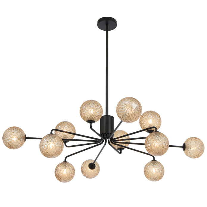 Felton Matt Black 12 Light Pendant - Choice of 6 Glasses