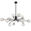 Felton Matt Black 12 Light Pendant - Choice of 6 Glasses