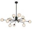 Felton Matt Black 12 Light Pendant - Choice of 6 Glasses