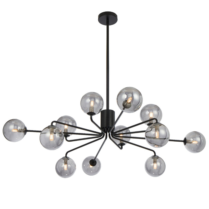 Felton Matt Black 12 Light Pendant - Choice of 6 Glasses