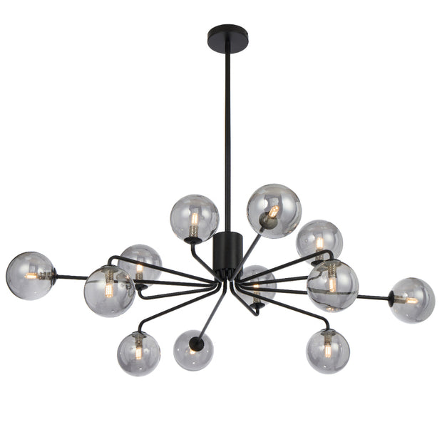 Felton Matt Black 12 Light Pendant - Choice of 6 Glasses