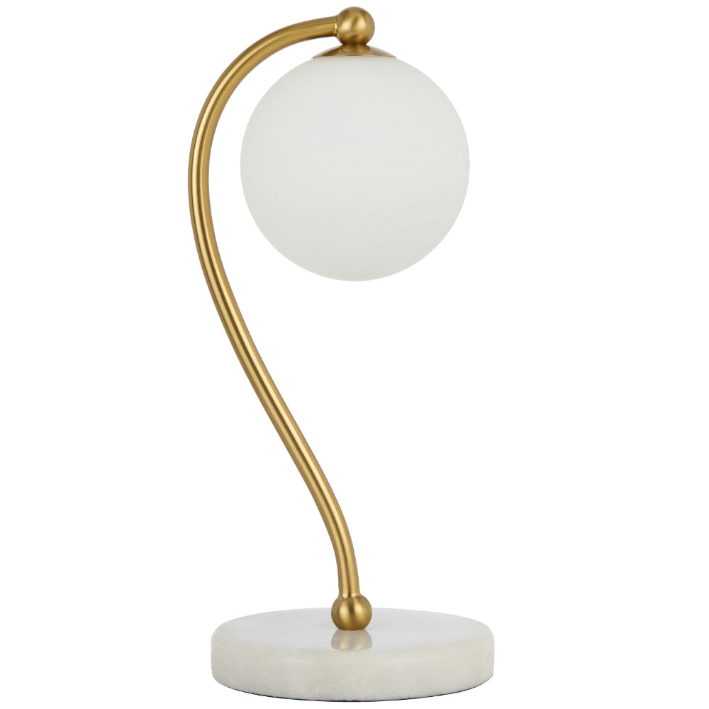 Felton White Marble & Antique Gold Table Lamp - Choice of 6 Glasses