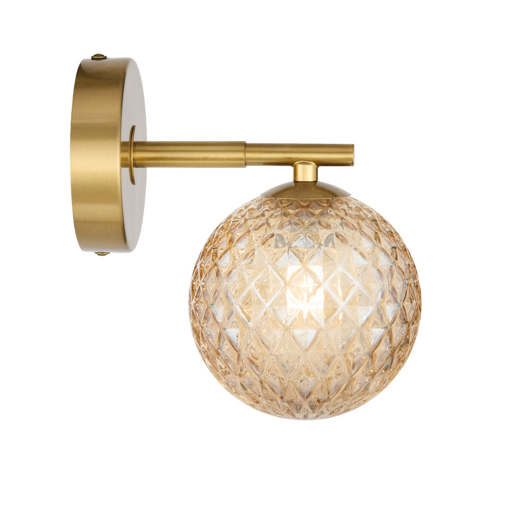 Felton Antique Gold 1 Light Wall Light - Choice of 6 Glasses