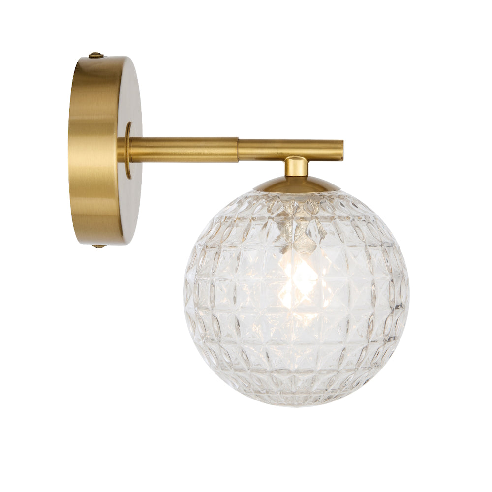 Felton Antique Gold 1 Light Wall Light - Choice of 6 Glasses
