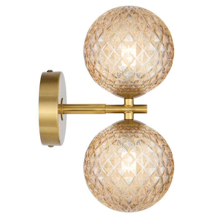 Felton Antique Gold 2 Light Wall Light - Choice of 6 Glasses