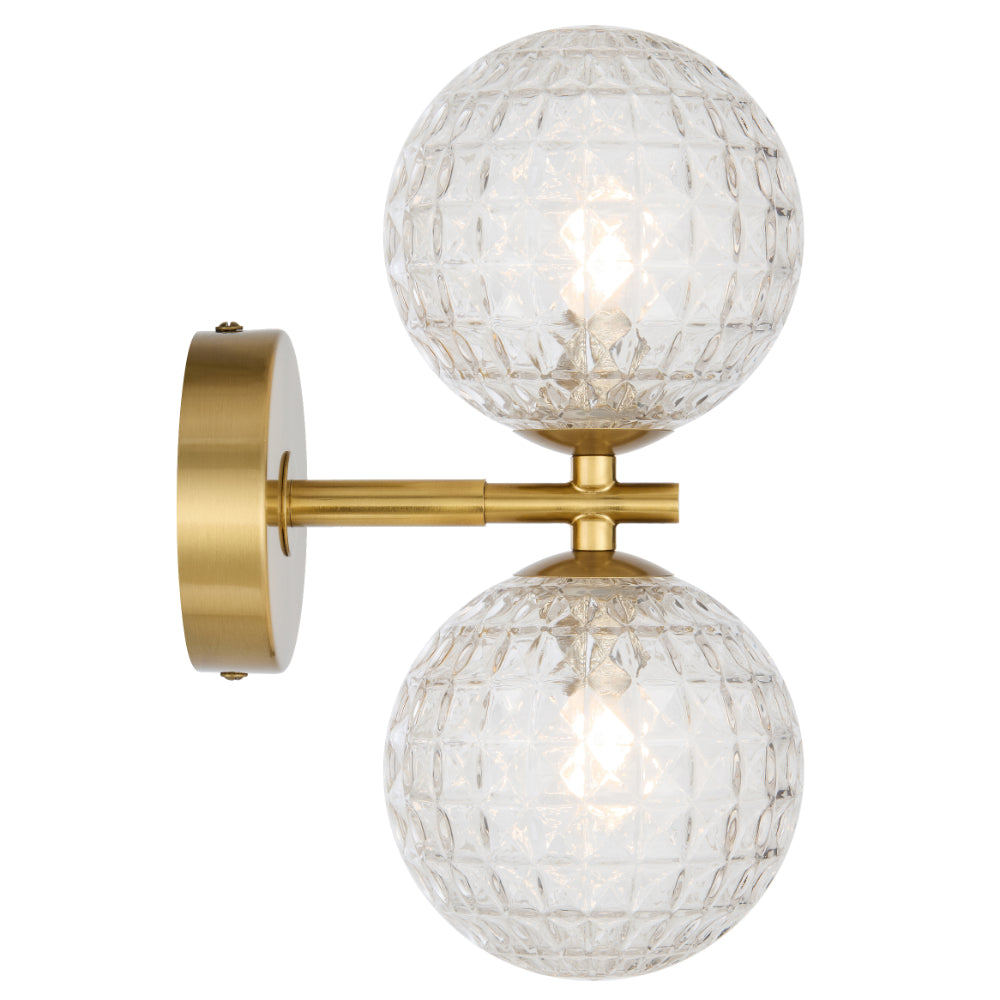 Felton Antique Gold 2 Light Wall Light - Choice of 6 Glasses