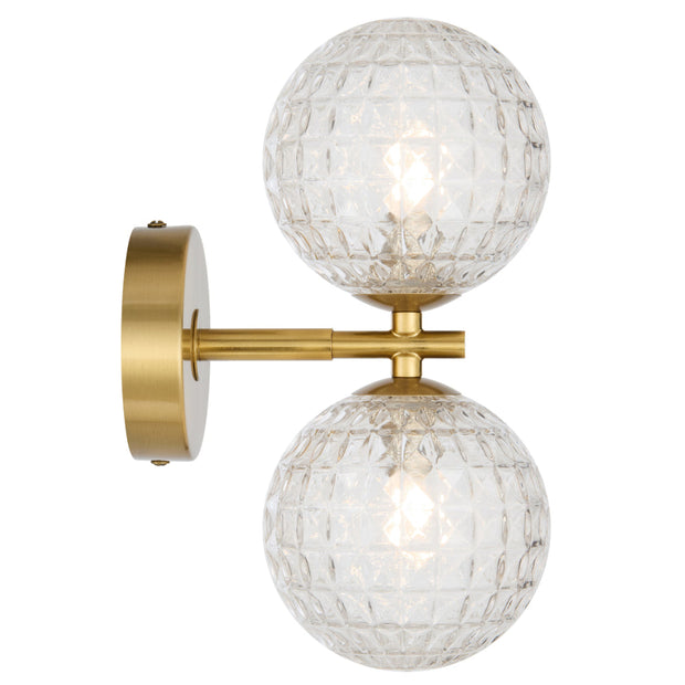 Felton Antique Gold 2 Light Wall Light - Choice of 6 Glasses