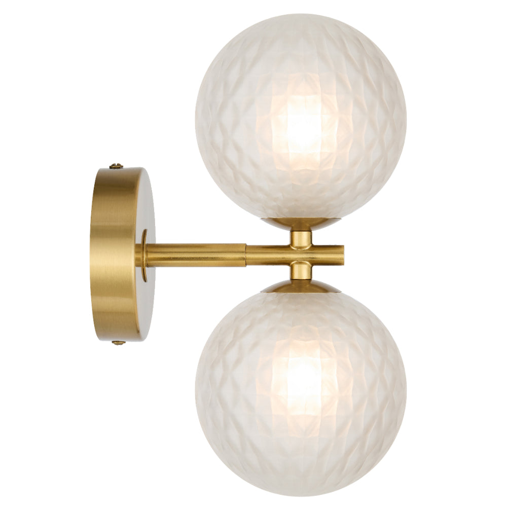 Felton Antique Gold 2 Light Wall Light - Choice of 6 Glasses
