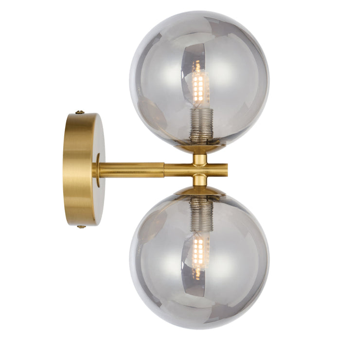 Felton Antique Gold 2 Light Wall Light - Choice of 6 Glasses