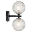 Felton Matt Black 2 Light Wall Light - Choice of 6 Glasses