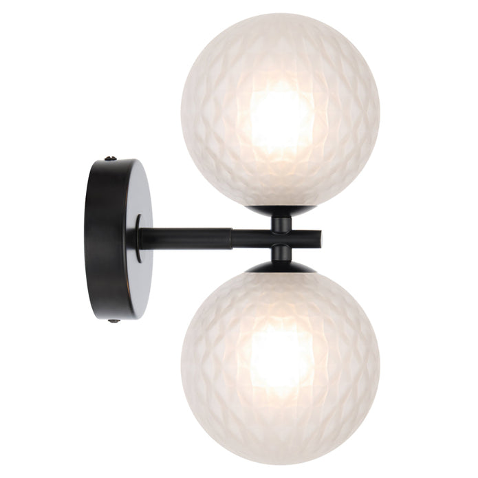 Felton Matt Black 2 Light Wall Light - Choice of 6 Glasses