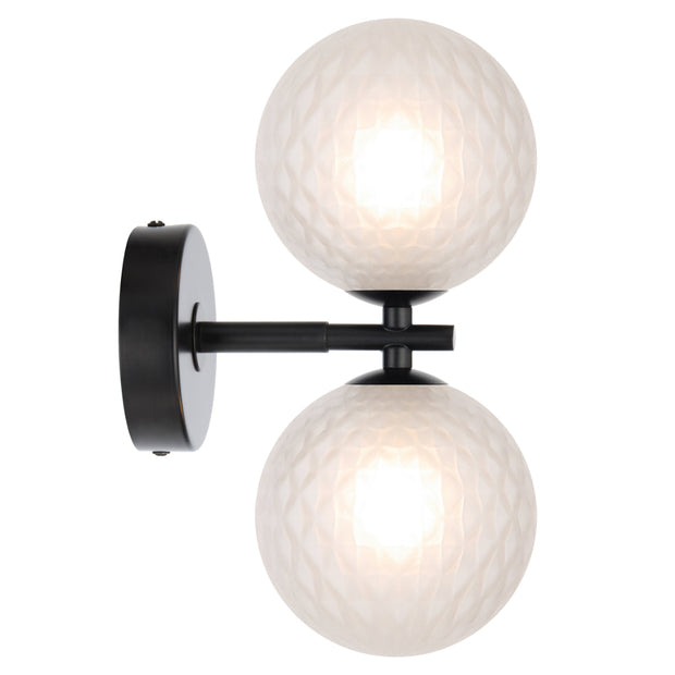 Felton Matt Black 2 Light Wall Light - Choice of 6 Glasses