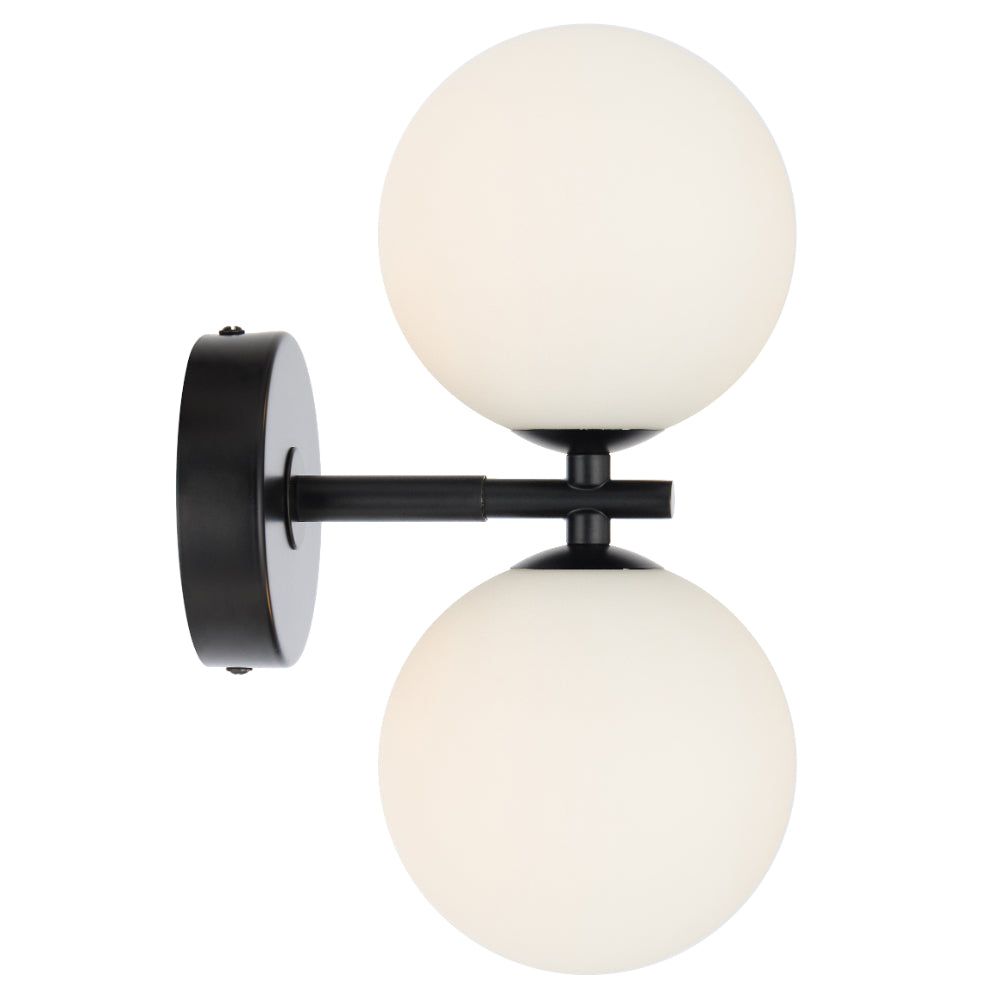 Felton Matt Black 2 Light Wall Light - Choice of 6 Glasses