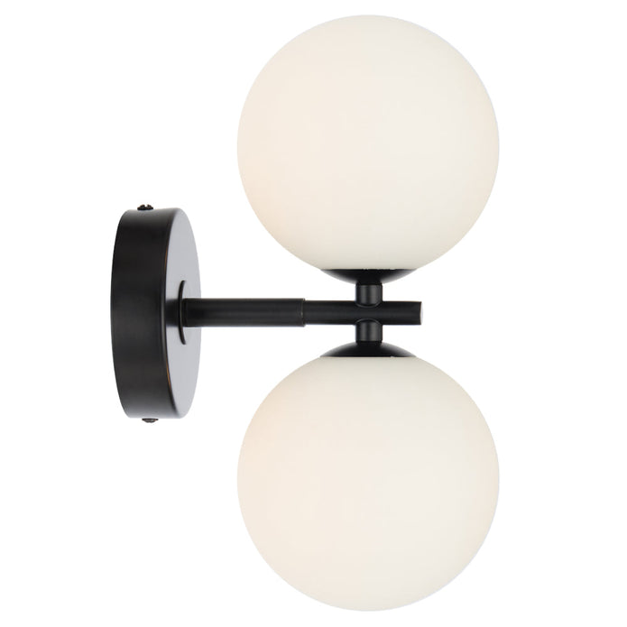 Felton Matt Black 2 Light Wall Light - Choice of 6 Glasses