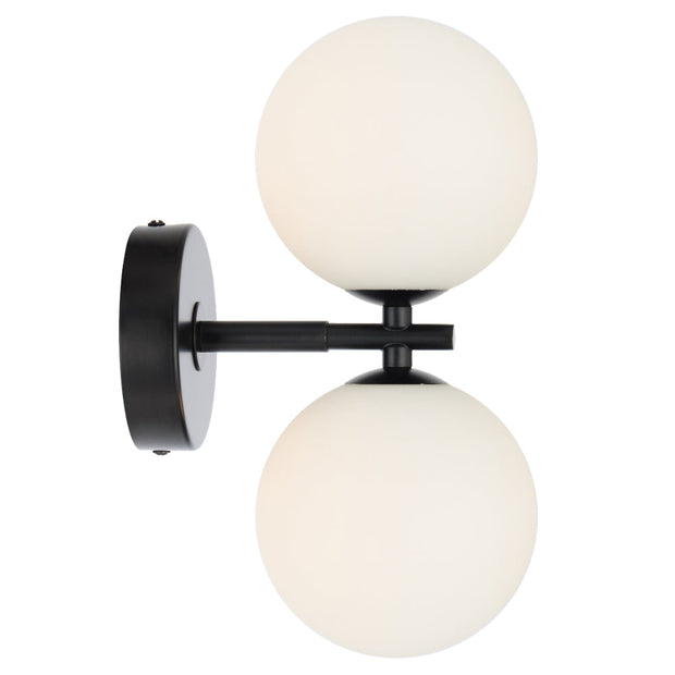 Felton Matt Black 2 Light Wall Light - Choice of 6 Glasses