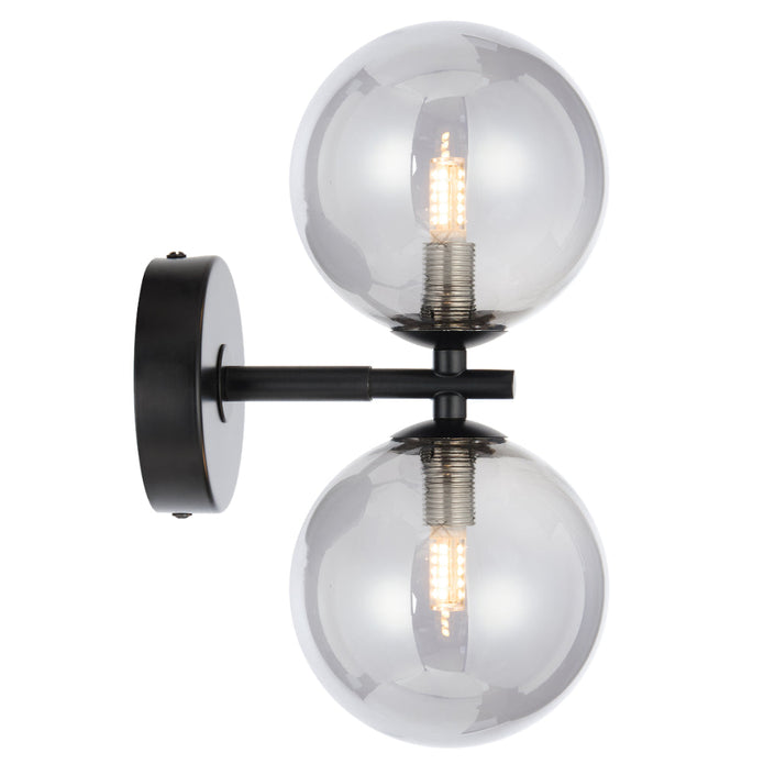 Felton Matt Black 2 Light Wall Light - Choice of 6 Glasses