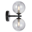 Felton Matt Black 2 Light Wall Light - Choice of 6 Glasses