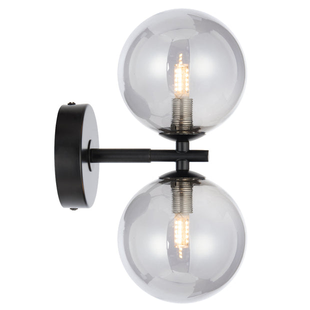 Felton Matt Black 2 Light Wall Light - Choice of 6 Glasses