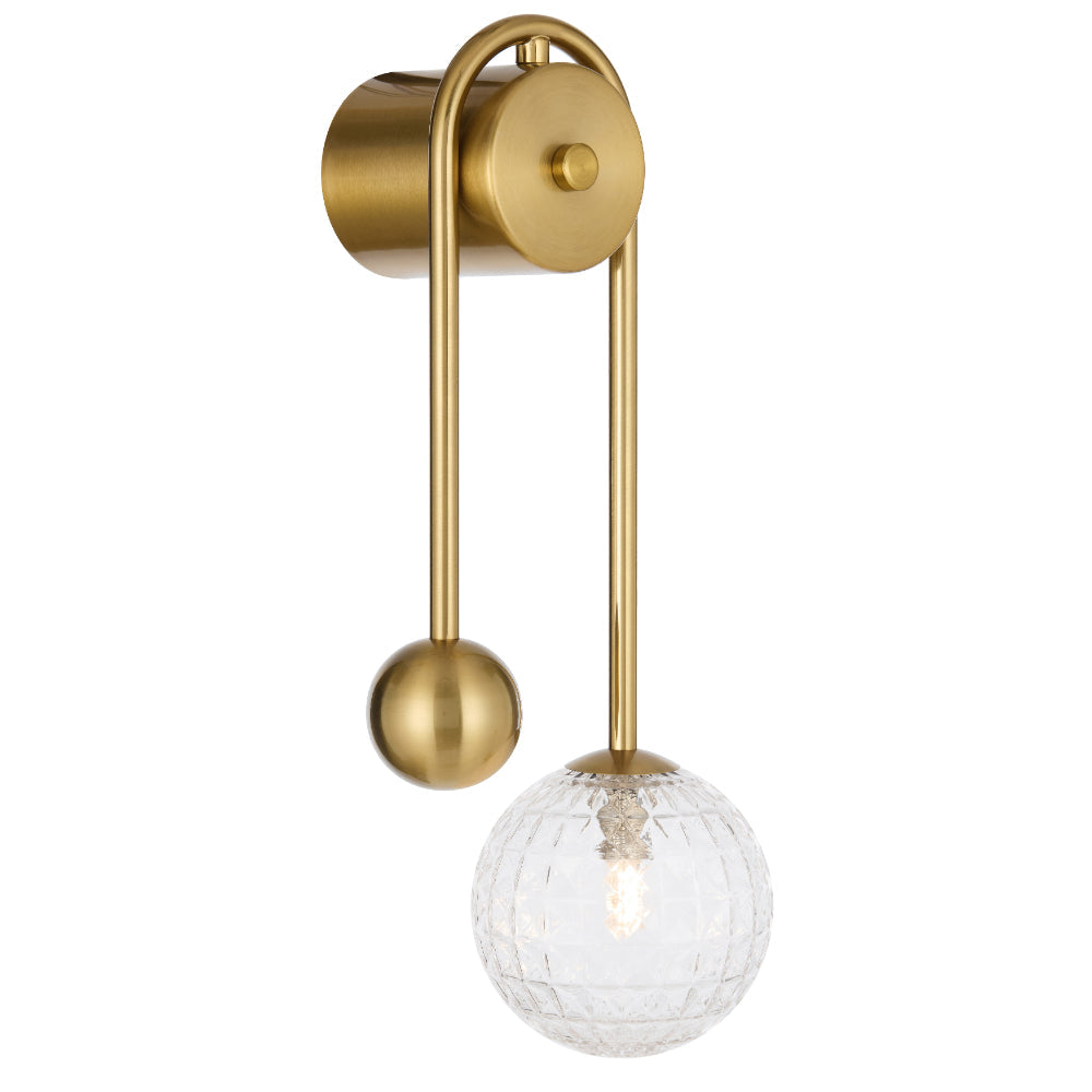 Felton Antique Gold Arm Wall Light - Choice of 6 Glasses