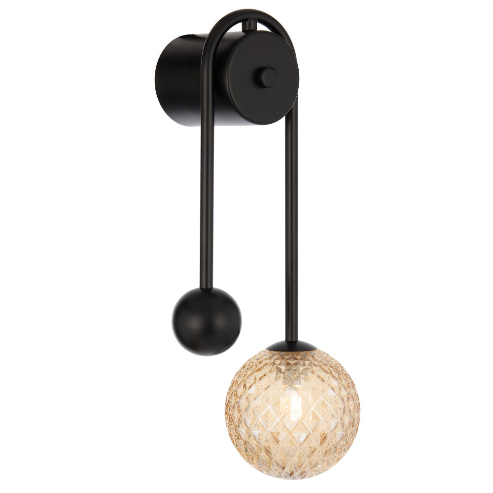 Felton Matt Black Arm Wall Light - Choice of 6 Glasses