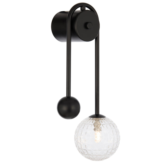 Felton Matt Black Arm Wall Light - Choice of 6 Glasses