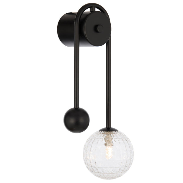 Felton Matt Black Arm Wall Light - Choice of 6 Glasses