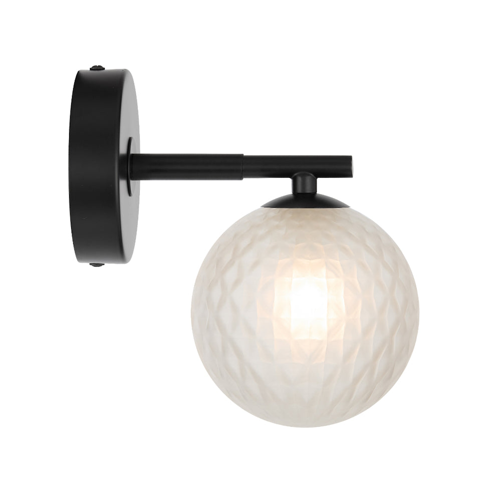 Felton Matt Black 1 Light Wall Light - Choice of 6 Glasses