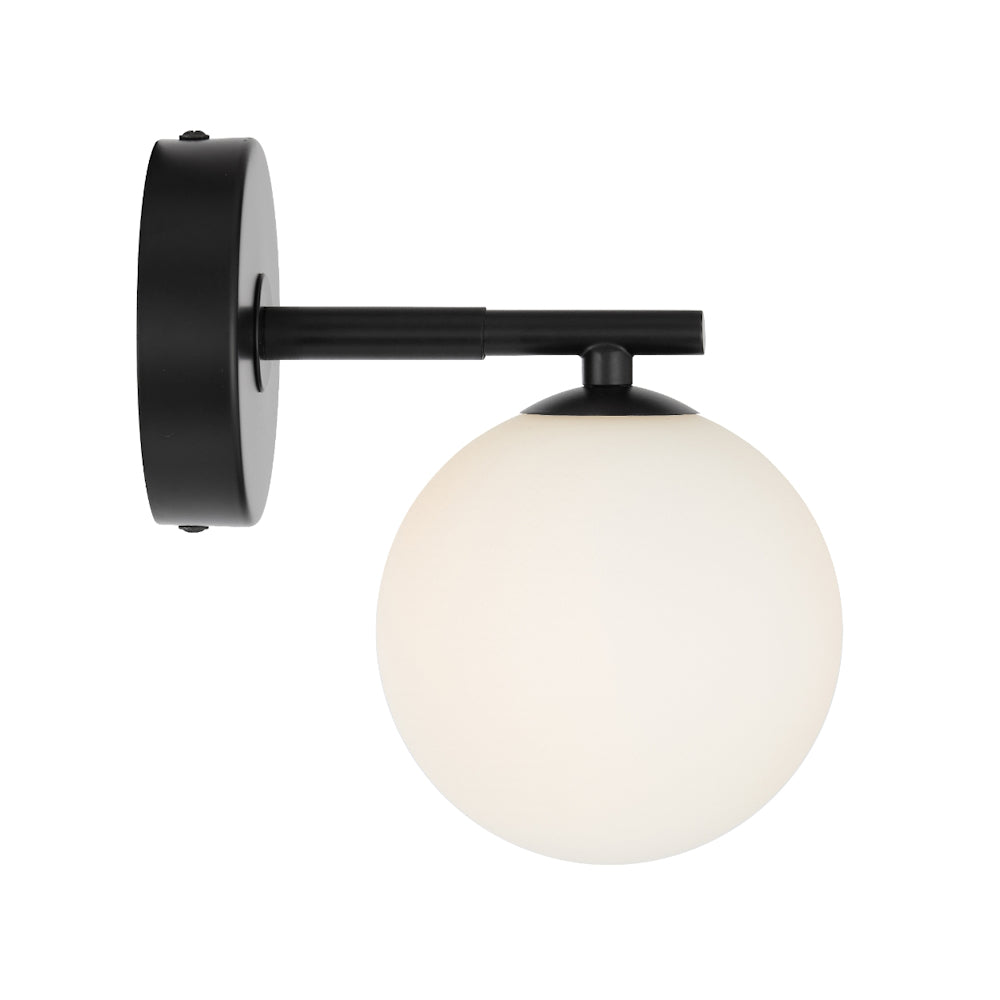 Felton Matt Black 1 Light Wall Light - Choice of 6 Glasses