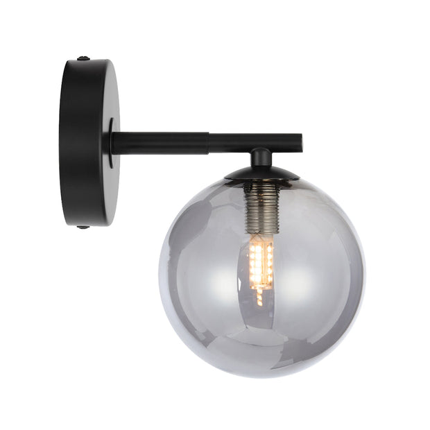 Felton Matt Black 1 Light Wall Light - Choice of 6 Glasses