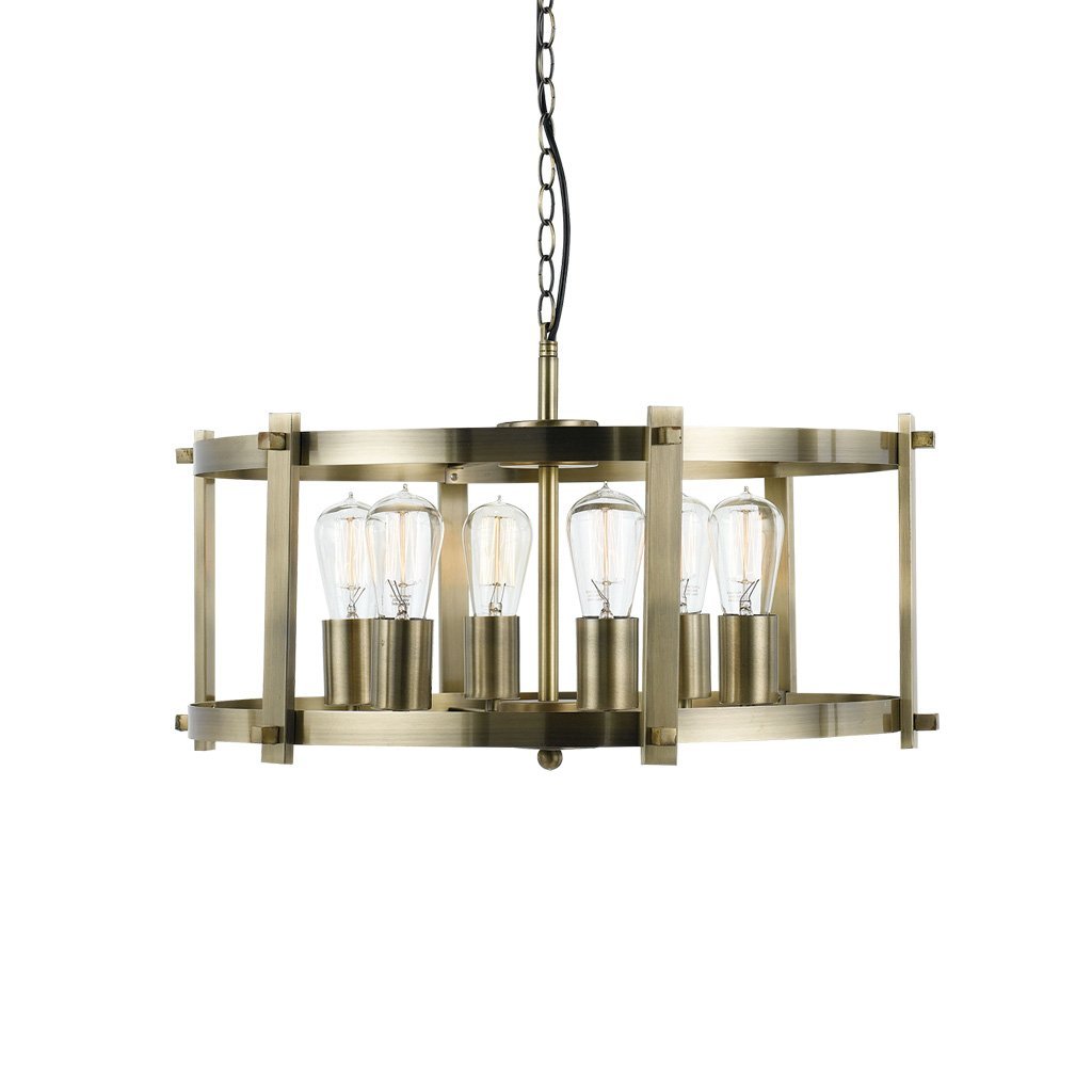 Finley 600mm 6 Light Pendant in Antique Brass